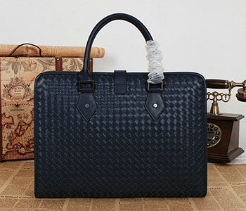 Bottega Veneta intrecciato VN briefcase 80201-1 blue